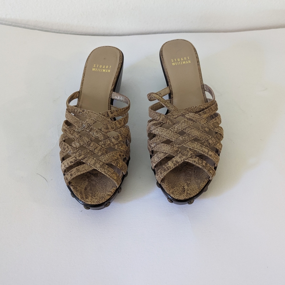 Stuart Weizmann Woven Slip On Sandals - image 2